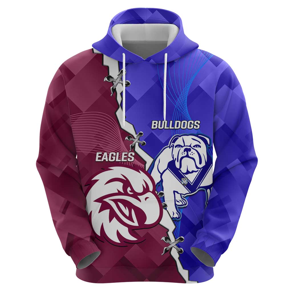 Personalised Bulldogs And Eagles Rugby Hoodie Dynamic Style - Vibe Hoodie Shop