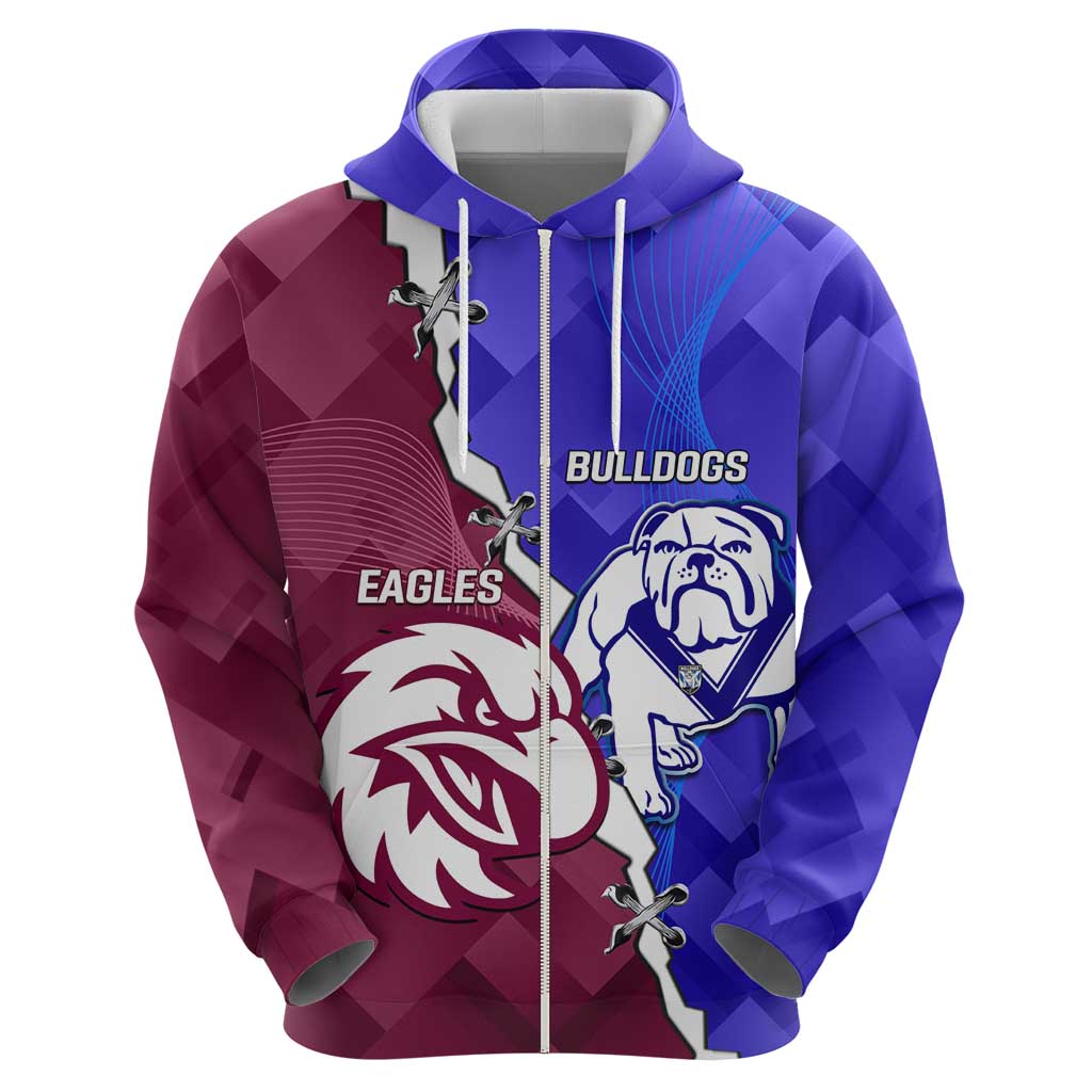 Personalised Bulldogs And Eagles Rugby Hoodie Dynamic Style - Vibe Hoodie Shop