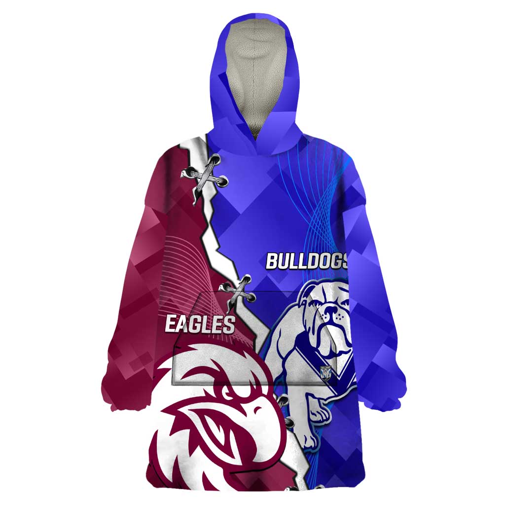 Personalised Bulldogs And Eagles Rugby Wearable Blanket Hoodie Dynamic Style - Vibe Hoodie Shop