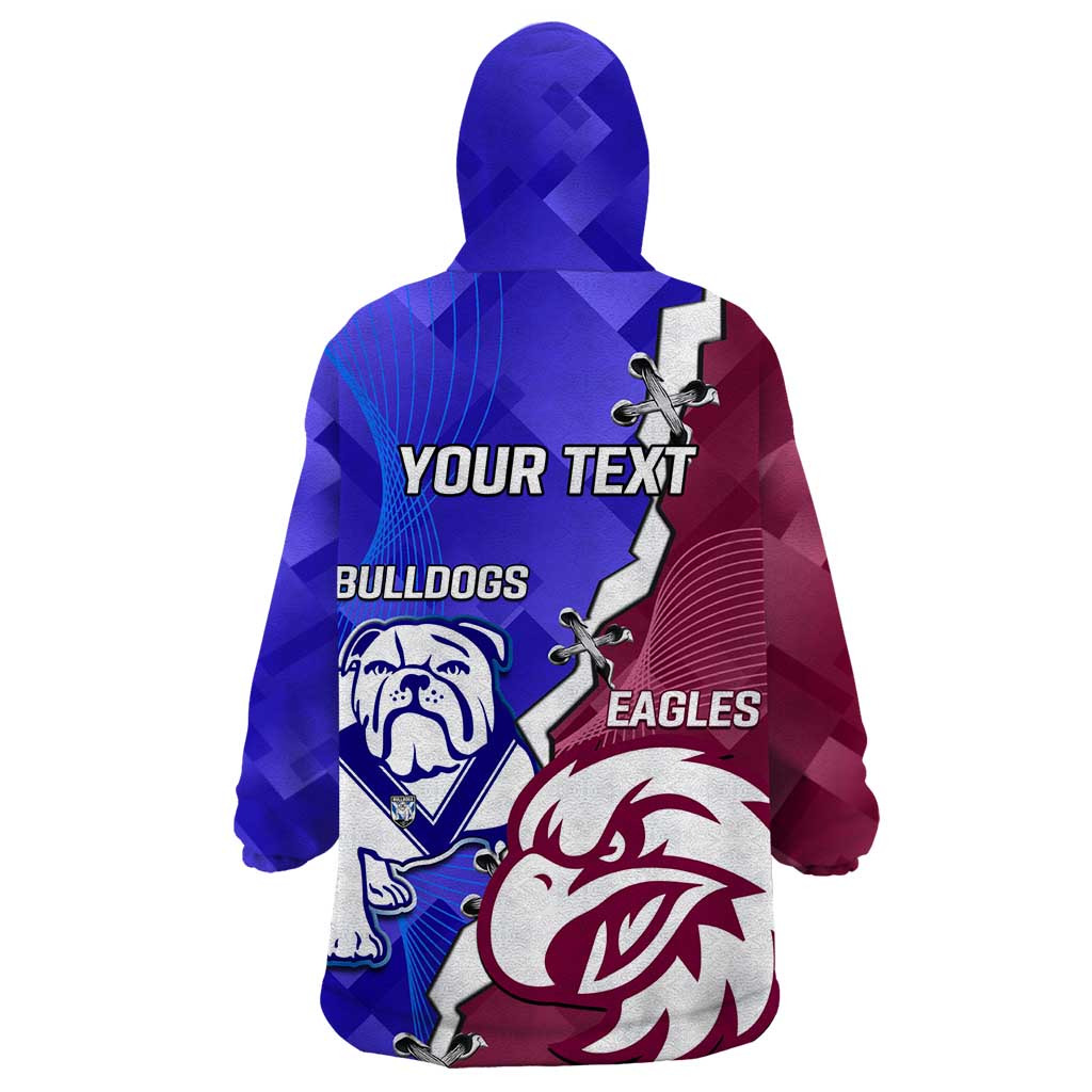 Personalised Bulldogs And Eagles Rugby Wearable Blanket Hoodie Dynamic Style - Vibe Hoodie Shop