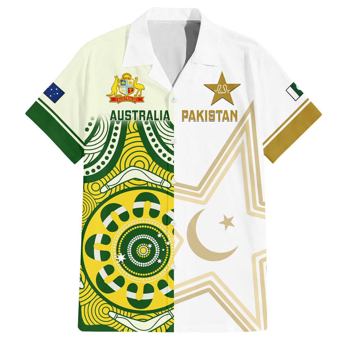 australia-and-pakistan-cricket-family-matching-long-sleeve-bodycon-dress-and-hawaiian-shirt-boxing-day-2023-test-aussie-with-shaheens