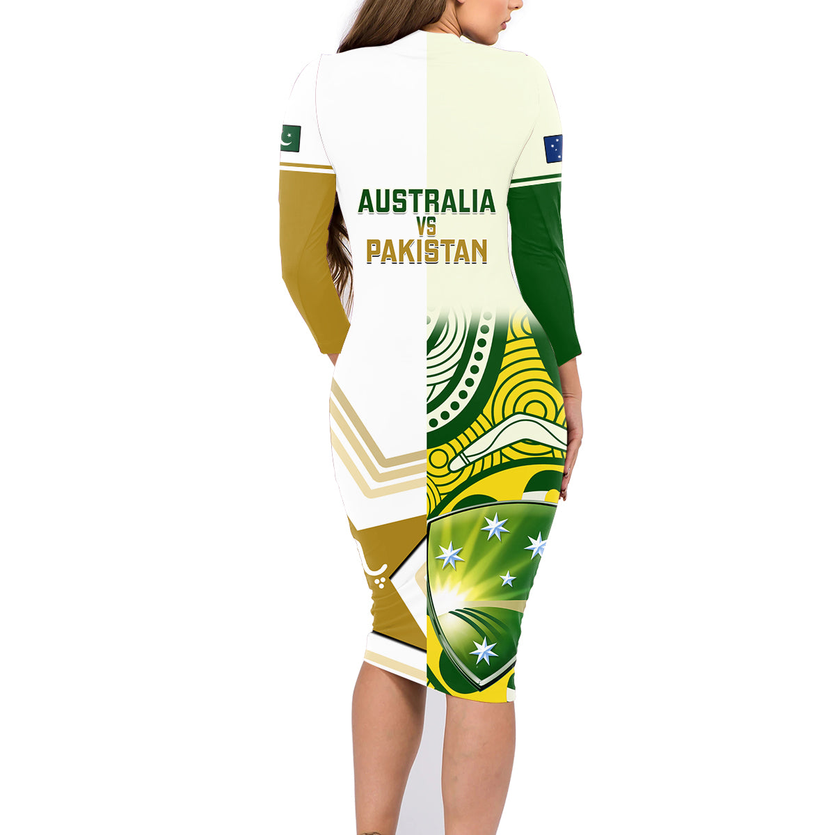 australia-and-pakistan-cricket-family-matching-long-sleeve-bodycon-dress-and-hawaiian-shirt-boxing-day-2023-test-aussie-with-shaheens