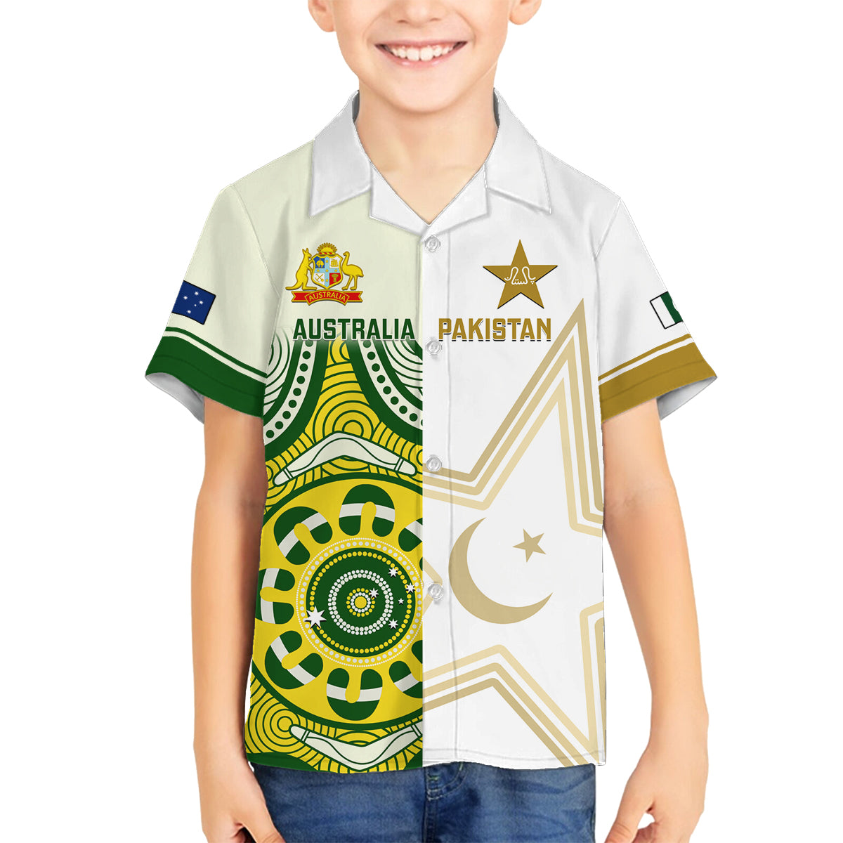 australia-and-pakistan-cricket-family-matching-long-sleeve-bodycon-dress-and-hawaiian-shirt-boxing-day-2023-test-aussie-with-shaheens