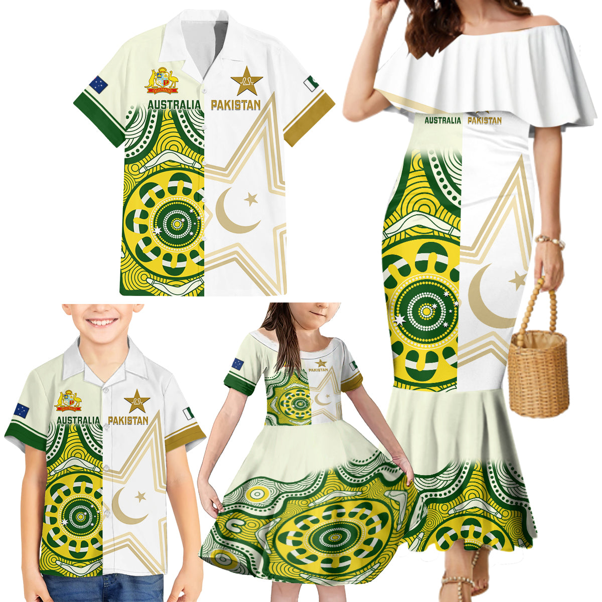 australia-and-pakistan-cricket-family-matching-mermaid-dress-and-hawaiian-shirt-boxing-day-2023-test-aussie-with-shaheens