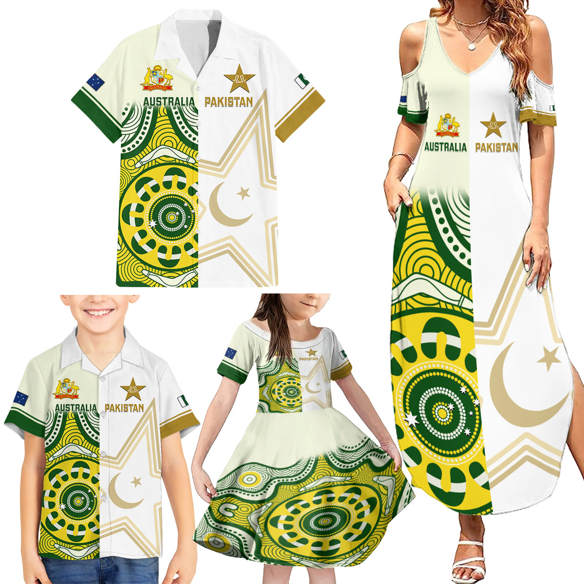 australia-and-pakistan-cricket-family-matching-summer-maxi-dress-and-hawaiian-shirt-boxing-day-2023-test-aussie-with-shaheens