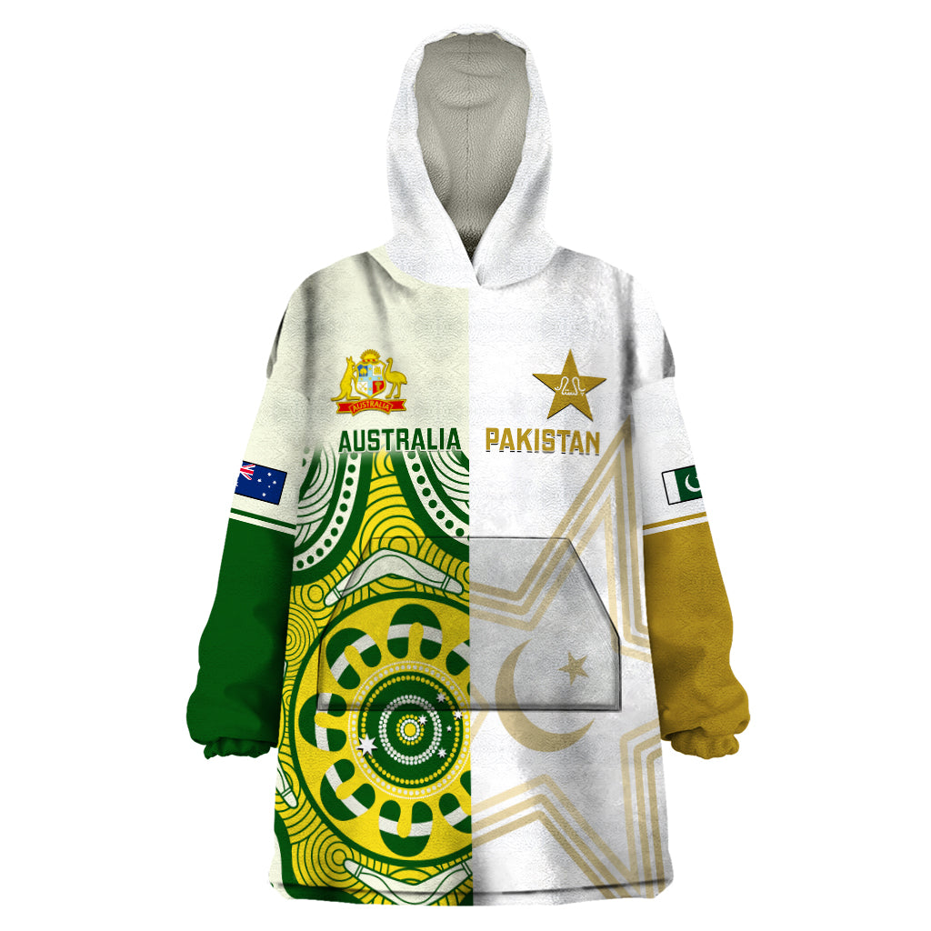 Australia And Pakistan Cricket Wearable Blanket Hoodie Boxing Day 2023 Test Aussie With Shaheens - Vibe Hoodie Shop