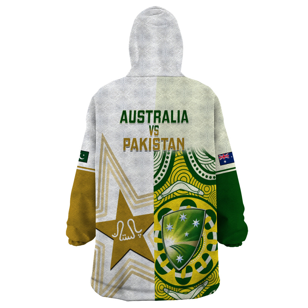 Australia And Pakistan Cricket Wearable Blanket Hoodie Boxing Day 2023 Test Aussie With Shaheens - Vibe Hoodie Shop