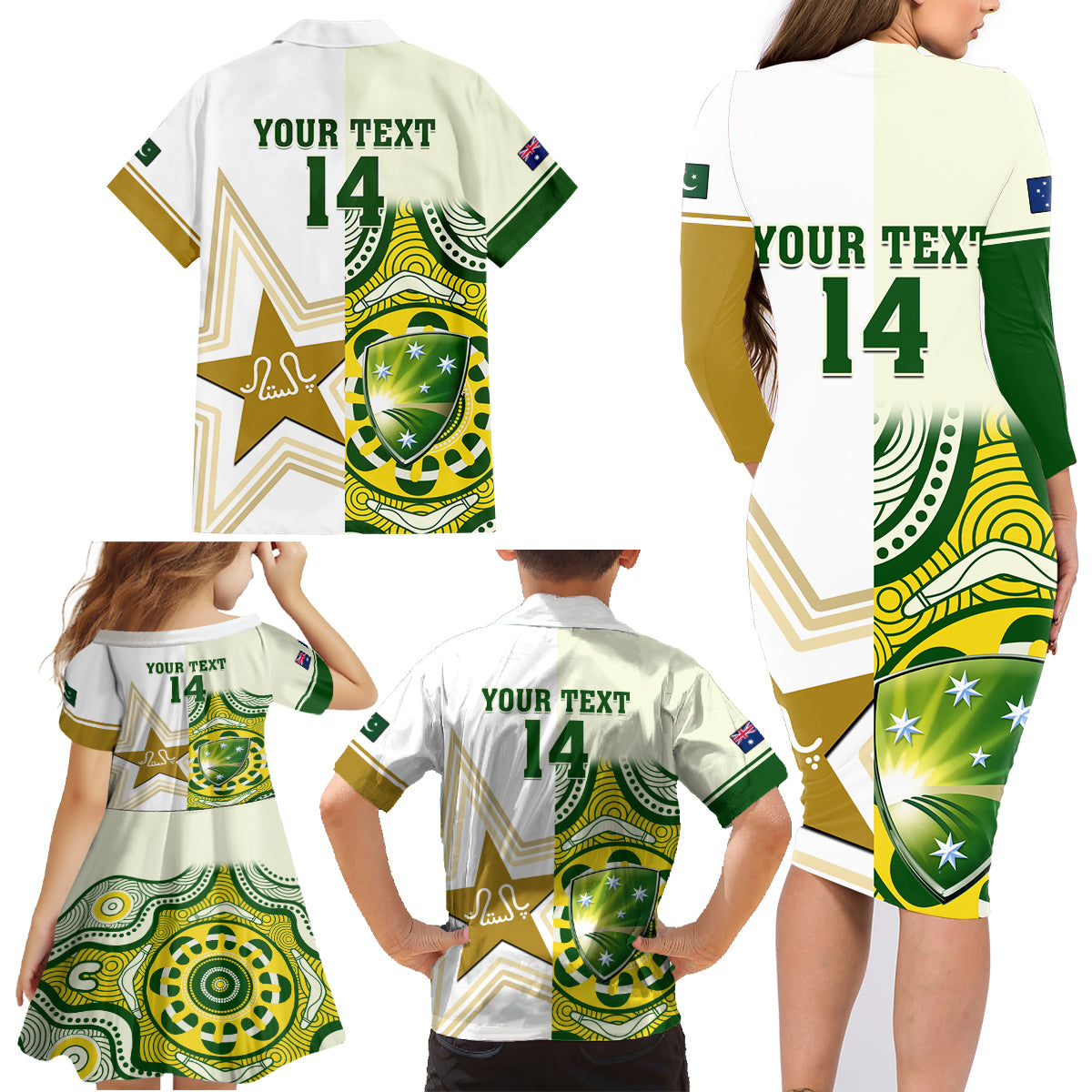 custom-australia-and-pakistan-cricket-family-matching-long-sleeve-bodycon-dress-and-hawaiian-shirt-boxing-day-2023-test-aussie-with-shaheens