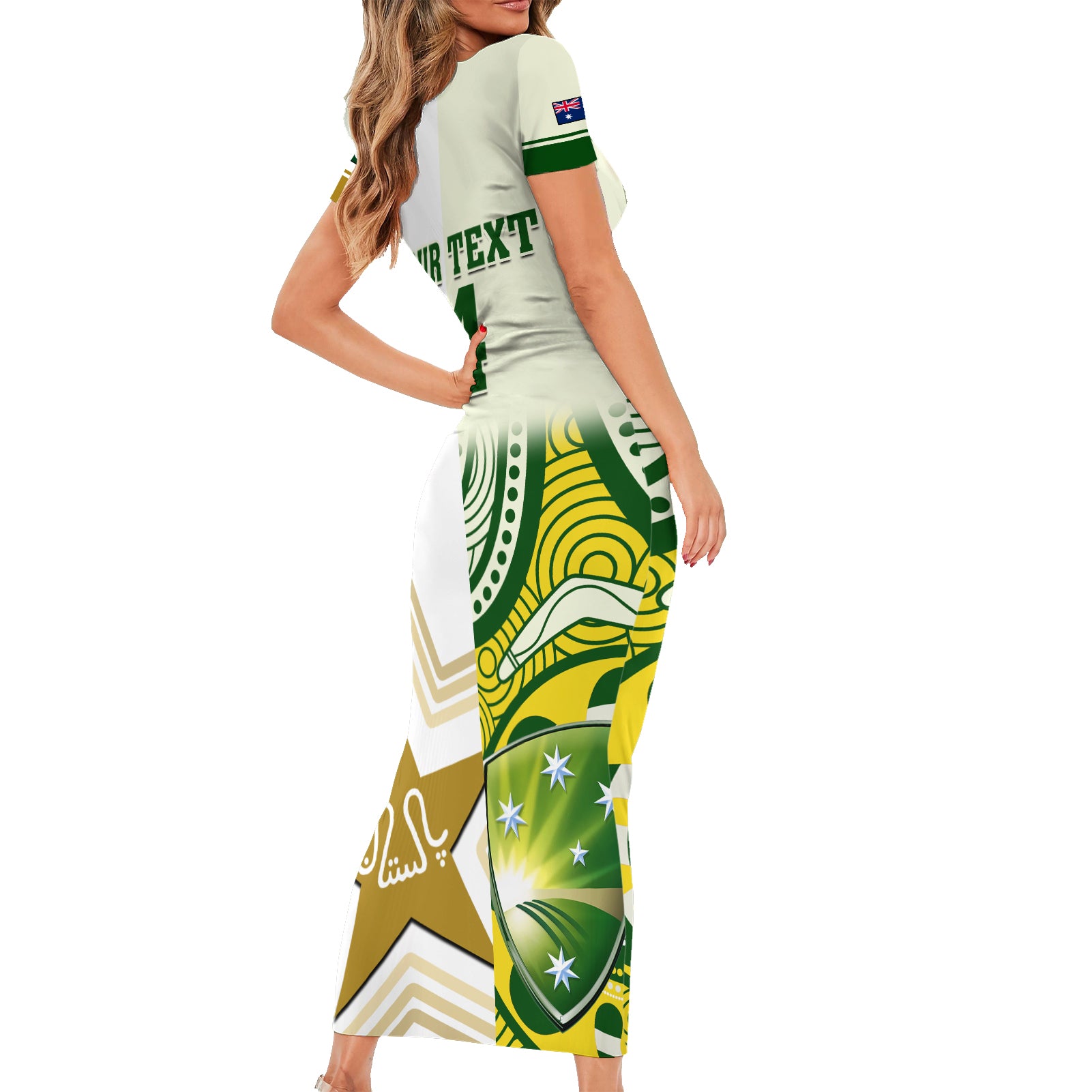 custom-australia-and-pakistan-cricket-family-matching-short-sleeve-bodycon-dress-and-hawaiian-shirt-boxing-day-2023-test-aussie-with-shaheens