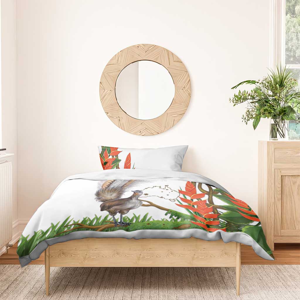 Australia Superb Lyrebird Bedding Set Aussie Map - Rainforest Vibes - Vibe Hoodie Shop