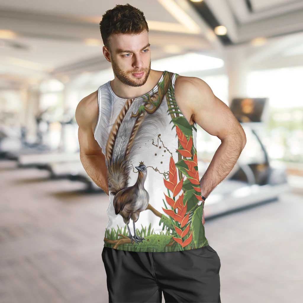 Australia Superb Lyrebird Men Tank Top Aussie Map - Rainforest Vibes - Vibe Hoodie Shop