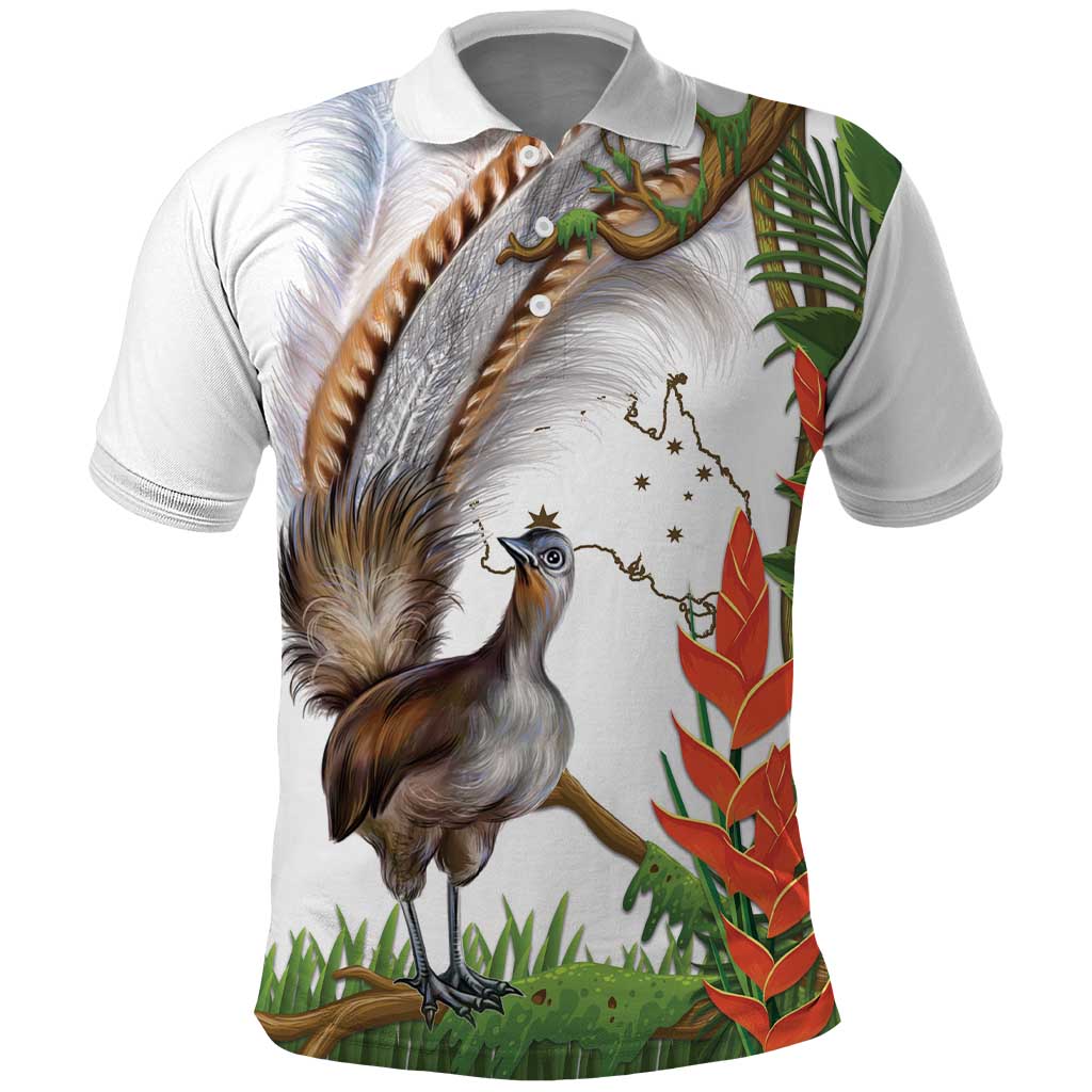 Australia Superb Lyrebird Polo Shirt Aussie Map - Rainforest Vibes - Vibe Hoodie Shop