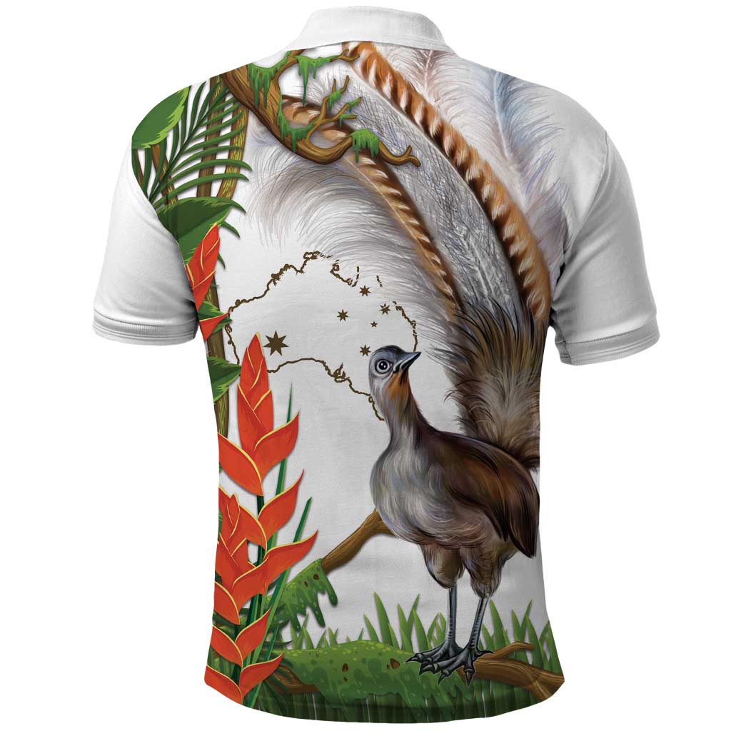 Australia Superb Lyrebird Polo Shirt Aussie Map - Rainforest Vibes - Vibe Hoodie Shop