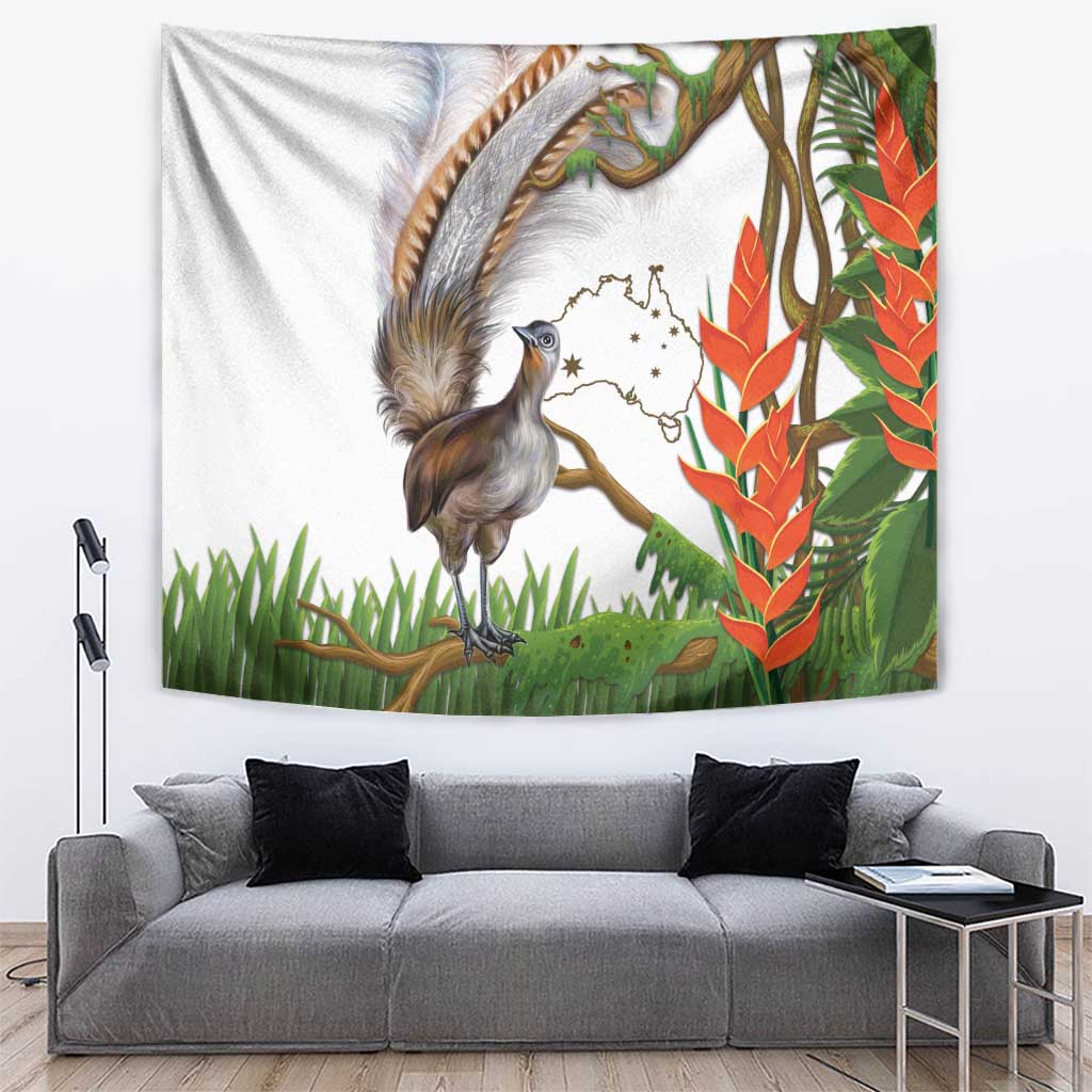 Australia Superb Lyrebird Tapestry Aussie Map - Rainforest Vibes - Vibe Hoodie Shop