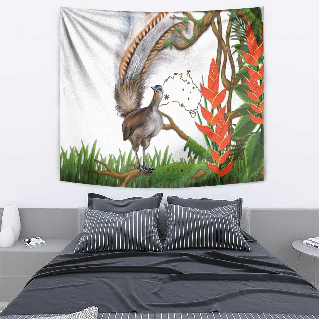 Australia Superb Lyrebird Tapestry Aussie Map - Rainforest Vibes - Vibe Hoodie Shop