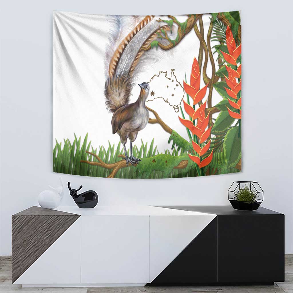 Australia Superb Lyrebird Tapestry Aussie Map - Rainforest Vibes - Vibe Hoodie Shop