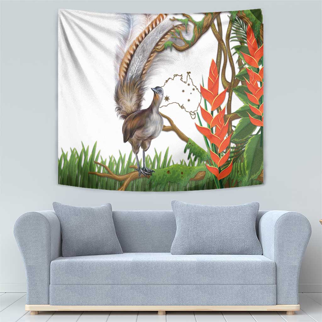 Australia Superb Lyrebird Tapestry Aussie Map - Rainforest Vibes - Vibe Hoodie Shop