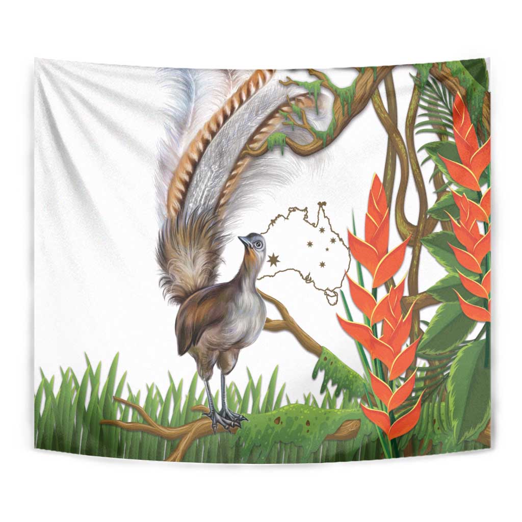 Australia Superb Lyrebird Tapestry Aussie Map - Rainforest Vibes - Vibe Hoodie Shop