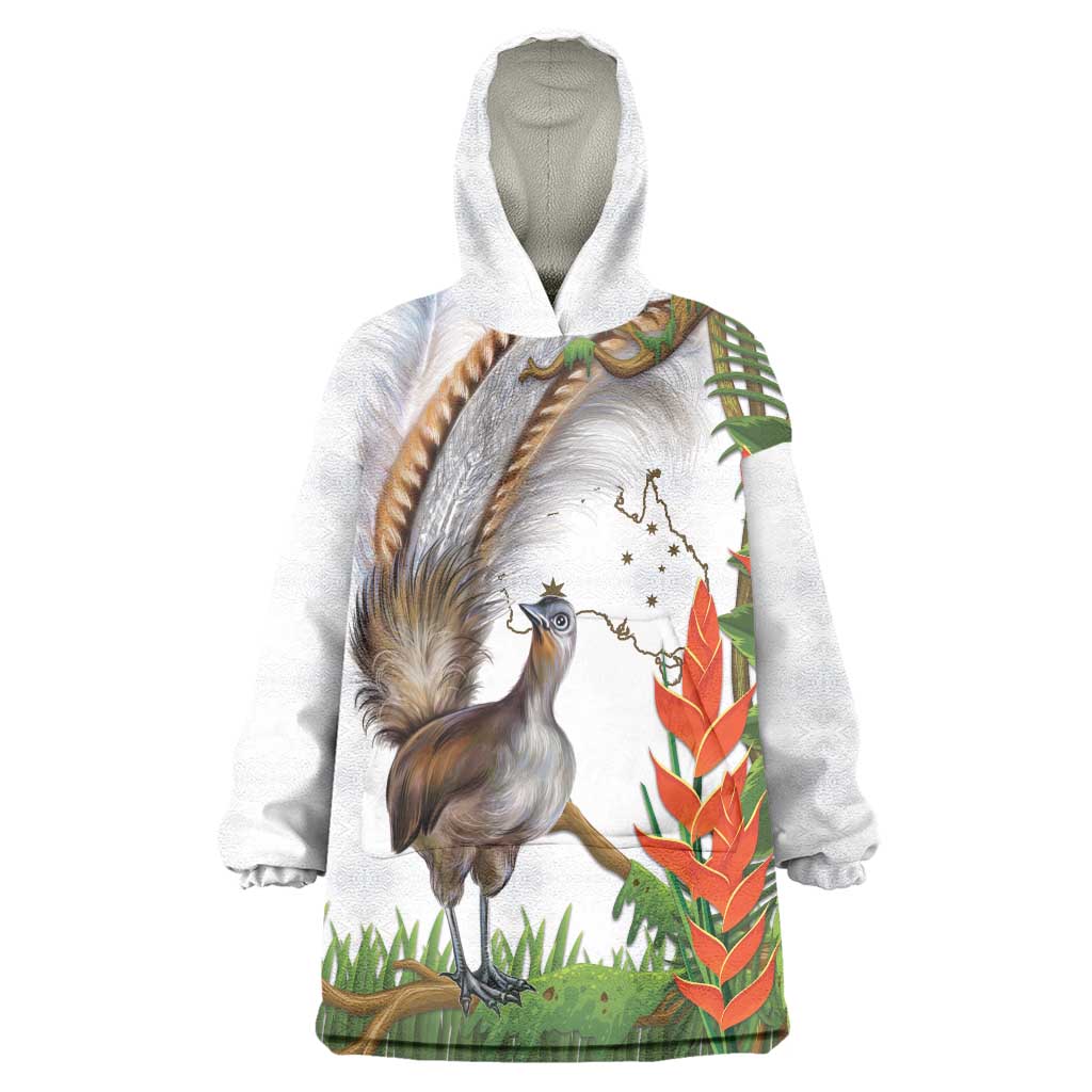 Australia Superb Lyrebird Wearable Blanket Hoodie Aussie Map - Rainforest Vibes - Vibe Hoodie Shop