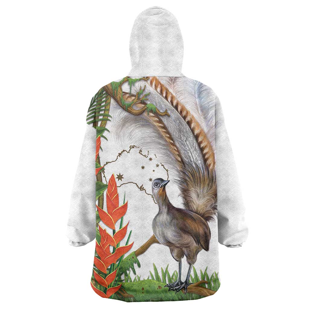 Australia Superb Lyrebird Wearable Blanket Hoodie Aussie Map - Rainforest Vibes - Vibe Hoodie Shop