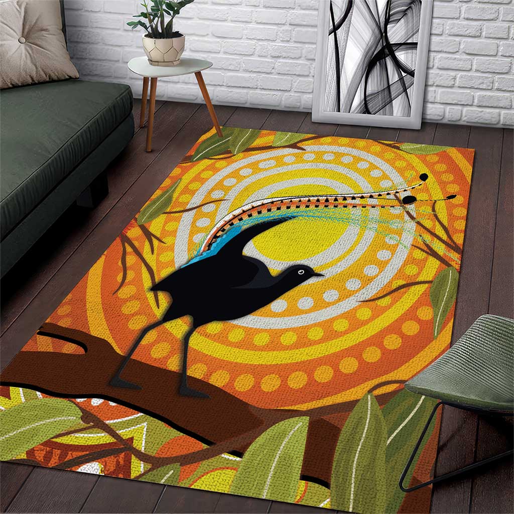 Australia Superb Lyrebird Area Rug Aboriginal Art - Vibe Hoodie Shop