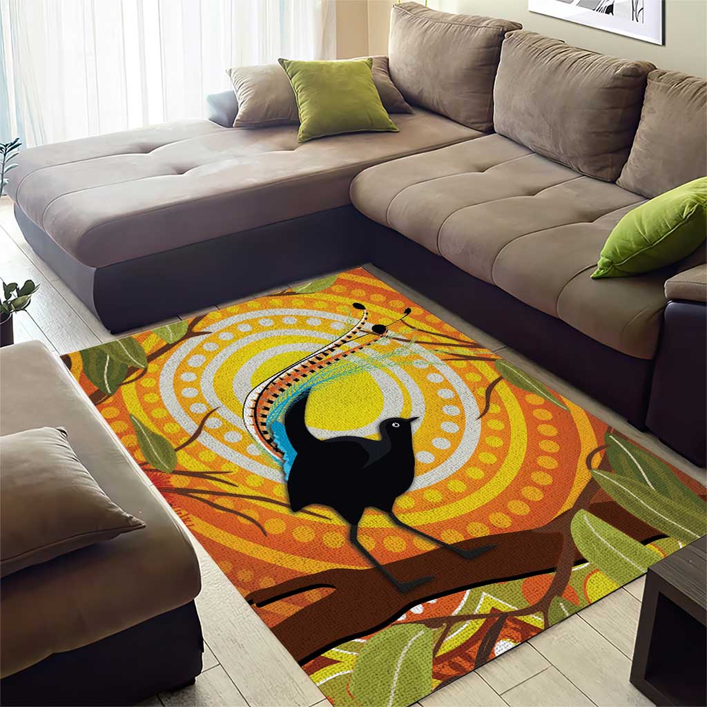 Australia Superb Lyrebird Area Rug Aboriginal Art - Vibe Hoodie Shop