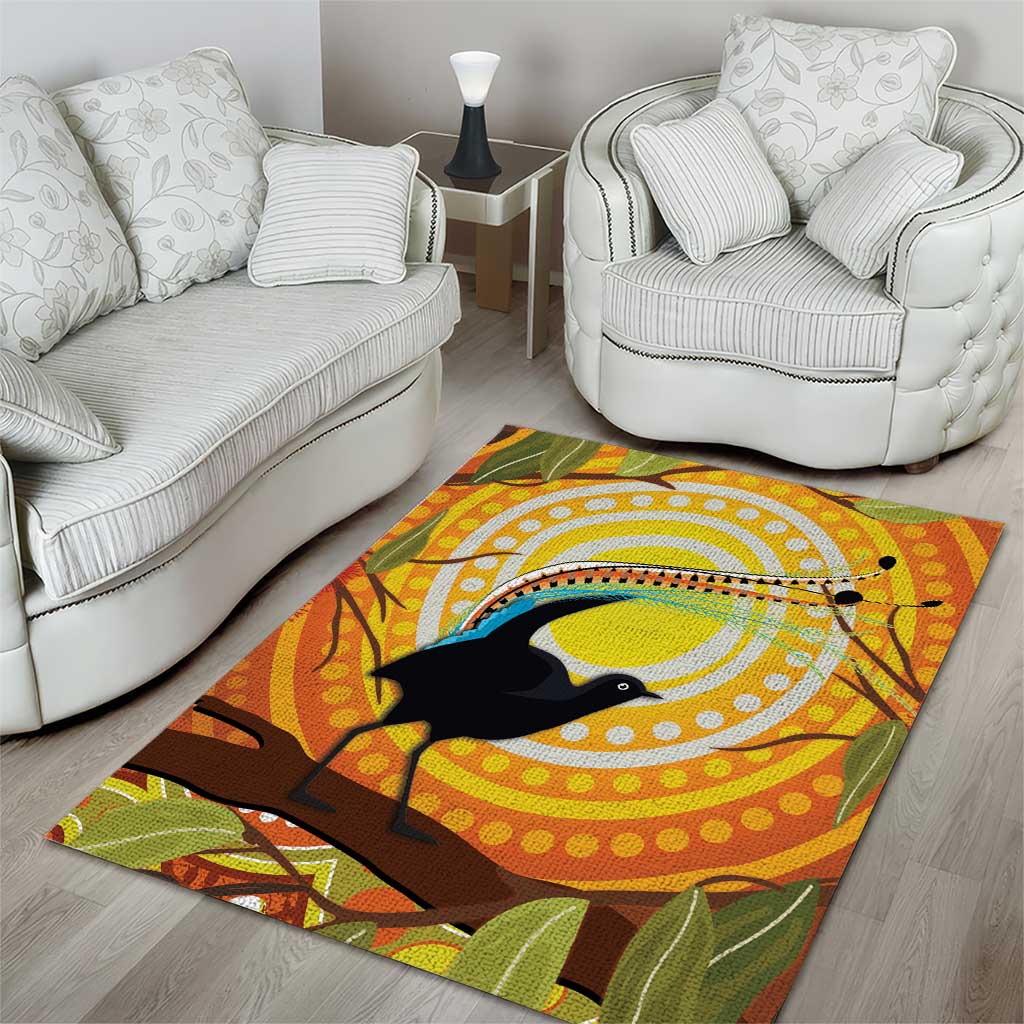 Australia Superb Lyrebird Area Rug Aboriginal Art - Vibe Hoodie Shop