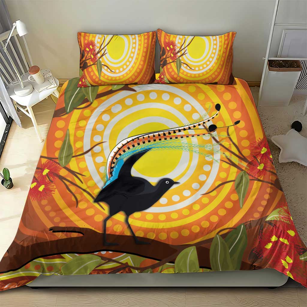 Australia Superb Lyrebird Bedding Set Aboriginal Art - Vibe Hoodie Shop