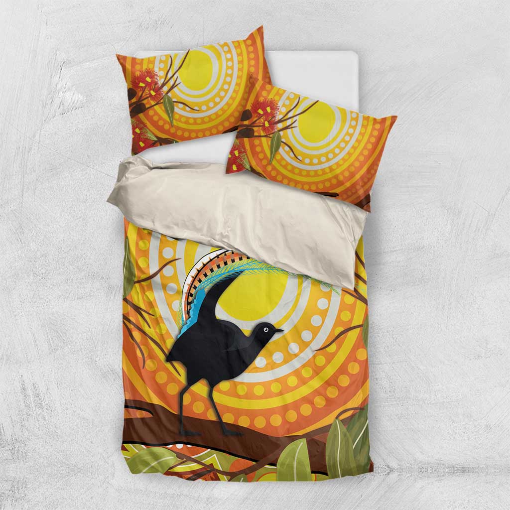 Australia Superb Lyrebird Bedding Set Aboriginal Art - Vibe Hoodie Shop
