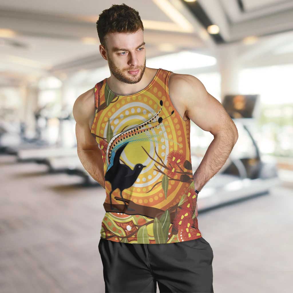 Australia Superb Lyrebird Men Tank Top Aboriginal Art - Vibe Hoodie Shop