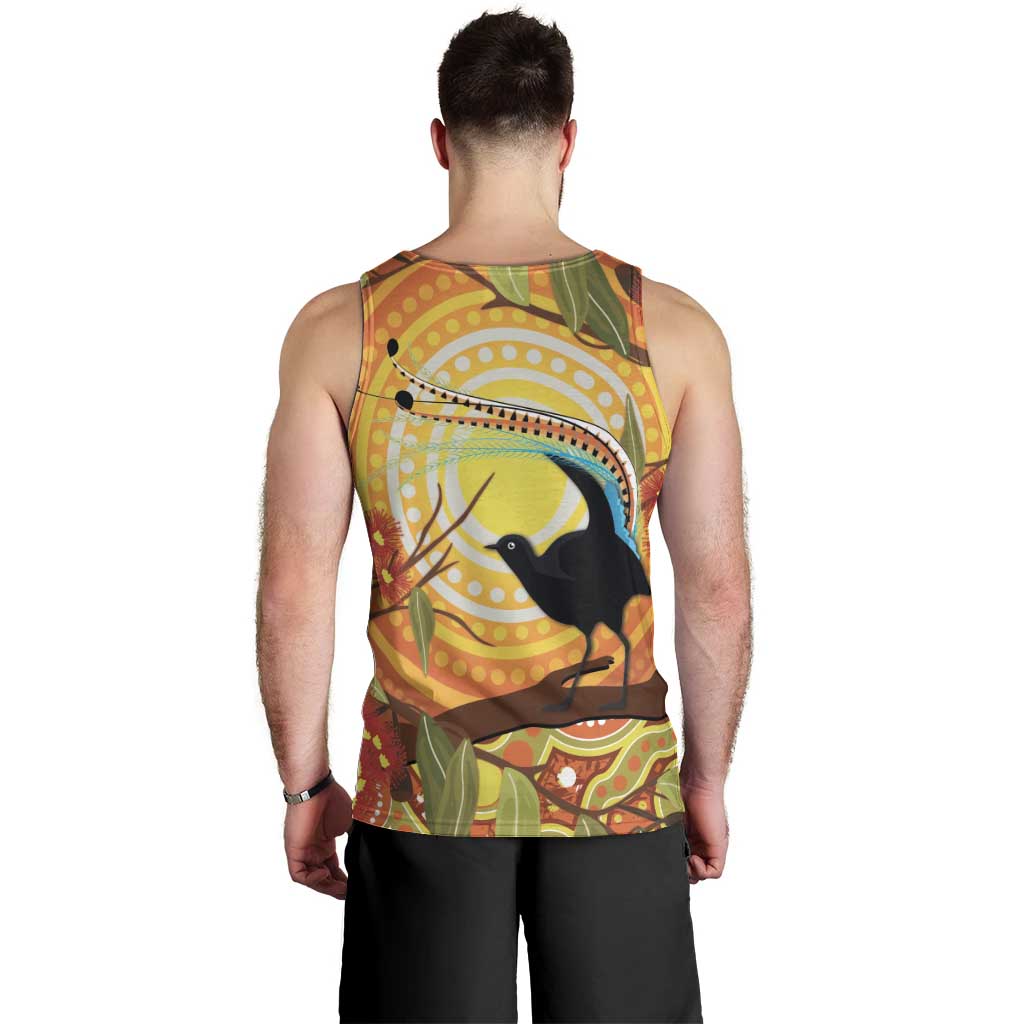 Australia Superb Lyrebird Men Tank Top Aboriginal Art - Vibe Hoodie Shop