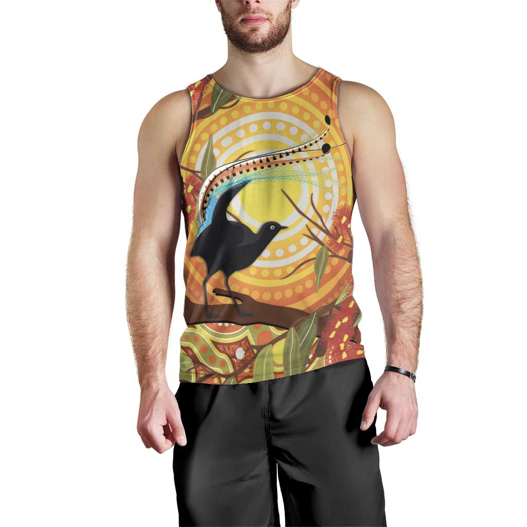Australia Superb Lyrebird Men Tank Top Aboriginal Art - Vibe Hoodie Shop
