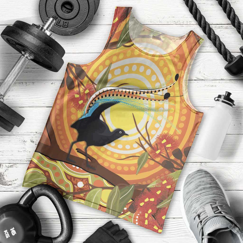 Australia Superb Lyrebird Men Tank Top Aboriginal Art - Vibe Hoodie Shop