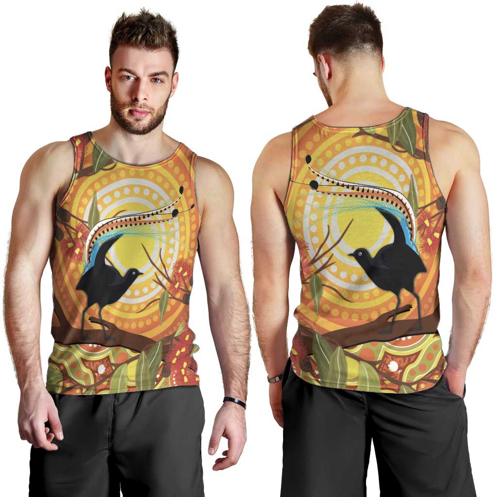 Australia Superb Lyrebird Men Tank Top Aboriginal Art - Vibe Hoodie Shop