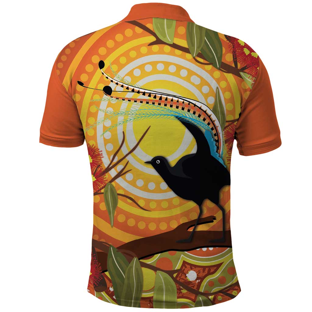 Australia Superb Lyrebird Polo Shirt Aboriginal Art - Vibe Hoodie Shop