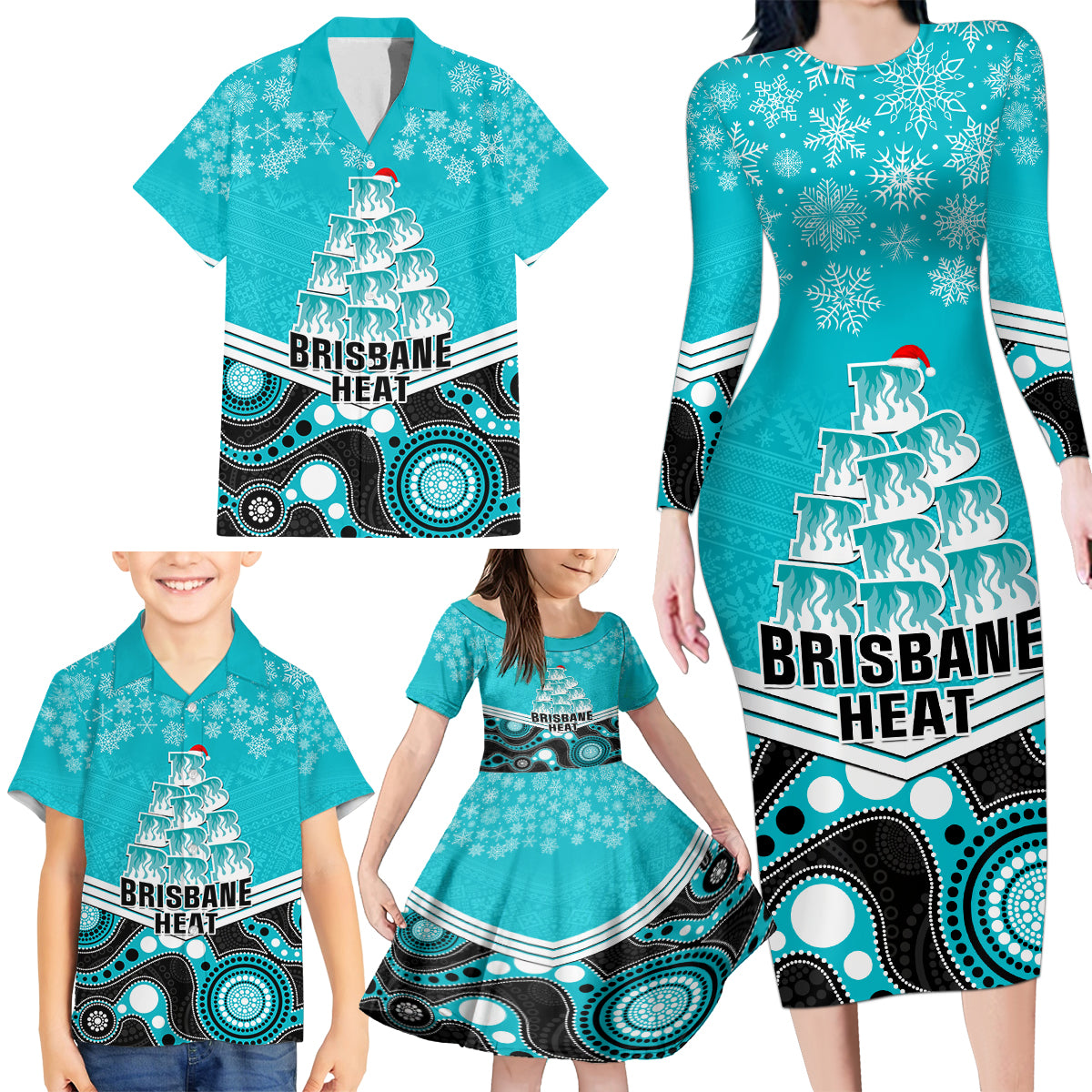 custom-brisbane-heat-cricket-christmas-family-matching-long-sleeve-bodycon-dress-and-hawaiian-shirt-merry-xmas-2023-indigenous-art