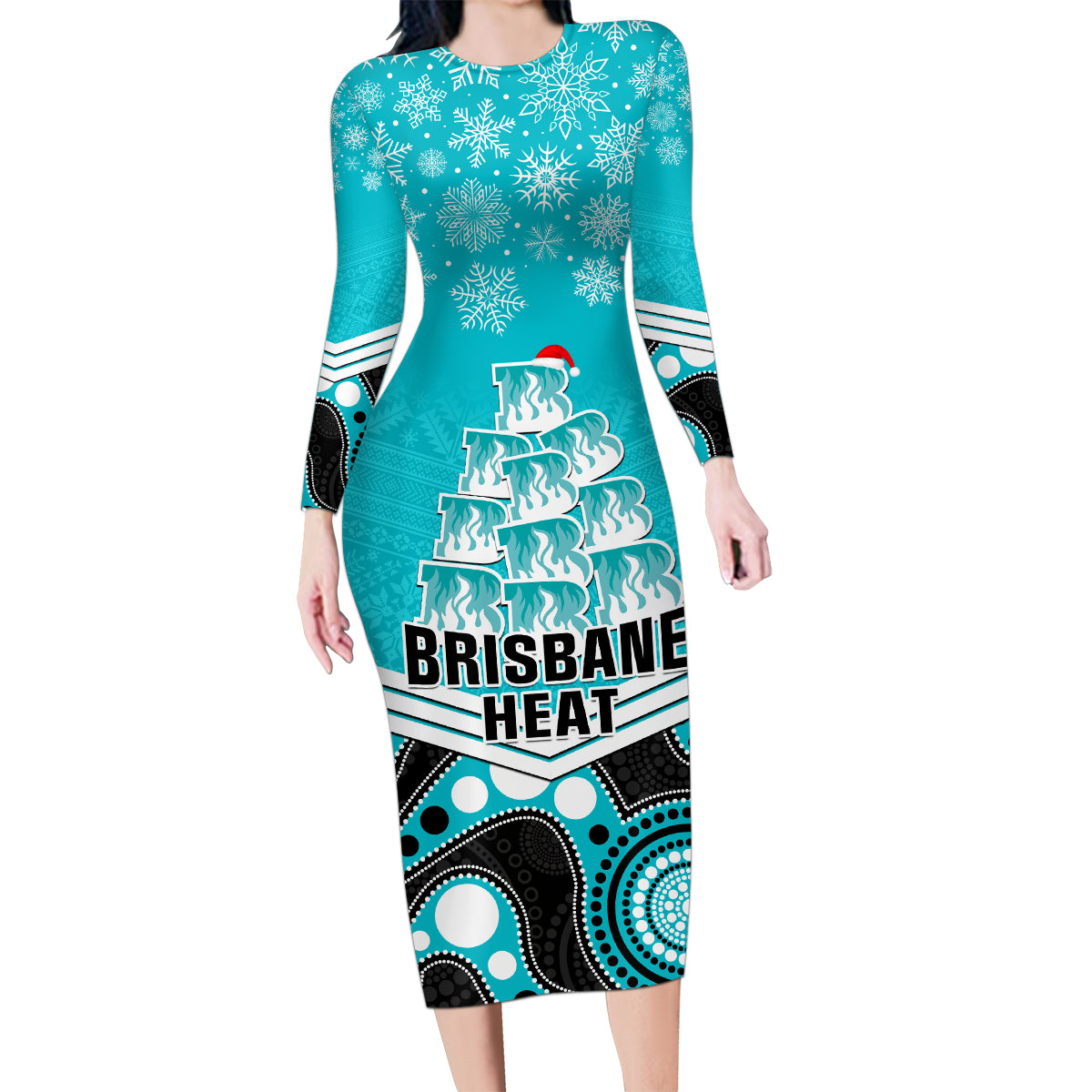 custom-brisbane-heat-cricket-christmas-family-matching-long-sleeve-bodycon-dress-and-hawaiian-shirt-merry-xmas-2023-indigenous-art