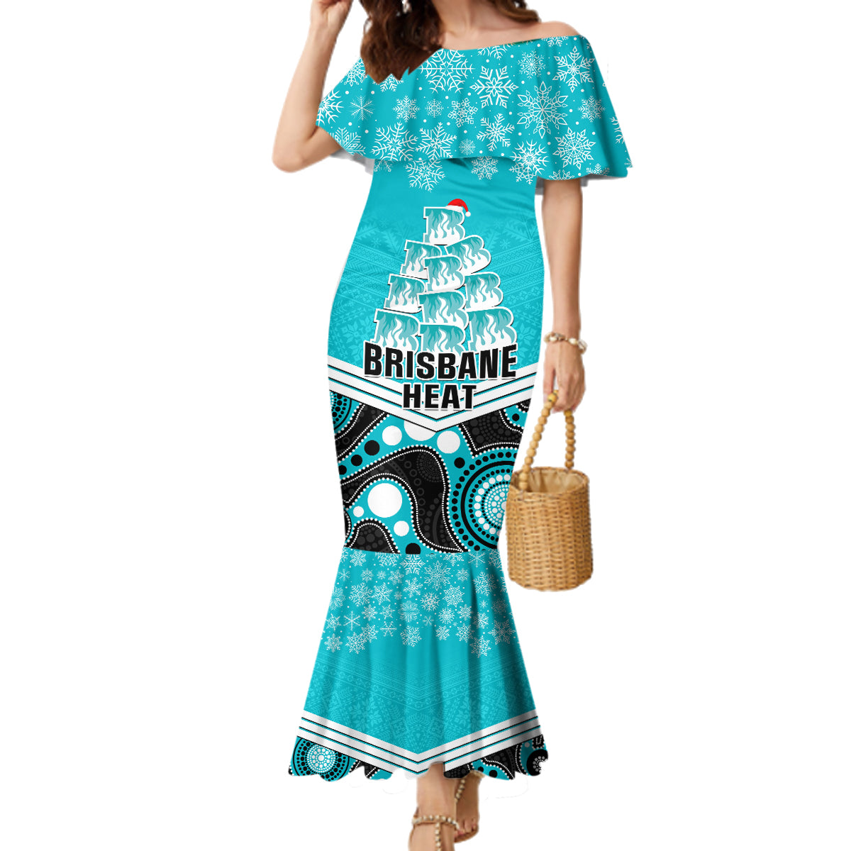 custom-brisbane-heat-cricket-christmas-family-matching-mermaid-dress-and-hawaiian-shirt-merry-xmas-2023-indigenous-art