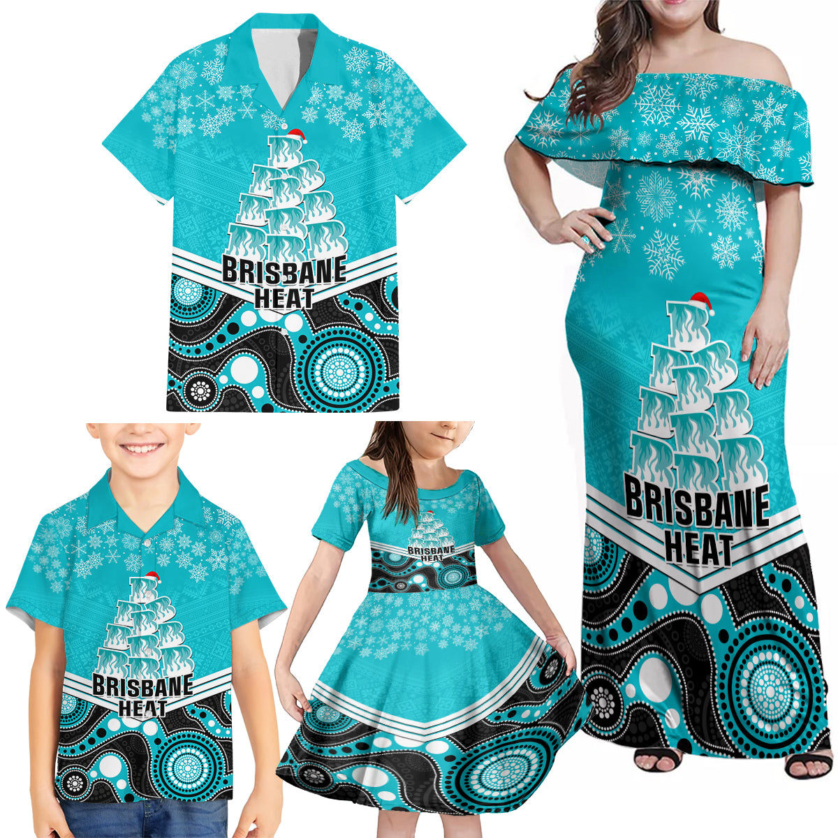 custom-brisbane-heat-cricket-christmas-family-matching-off-shoulder-maxi-dress-and-hawaiian-shirt-merry-xmas-2023-indigenous-art