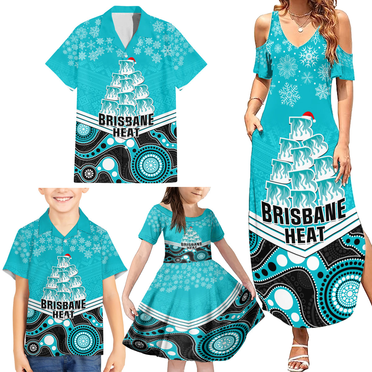 custom-brisbane-heat-cricket-christmas-family-matching-summer-maxi-dress-and-hawaiian-shirt-merry-xmas-2023-indigenous-art