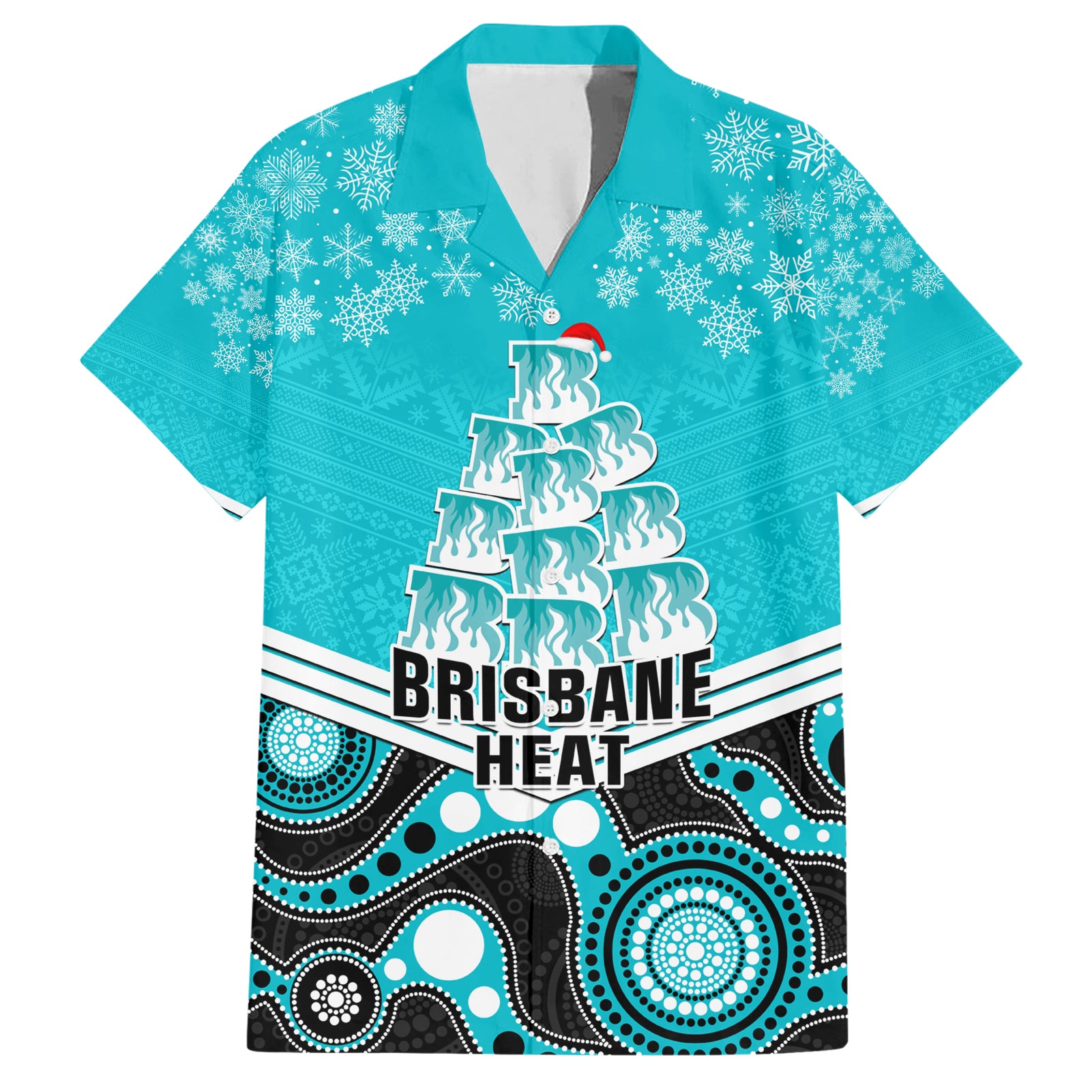 Custom Brisbane Heat Cricket Christmas Hawaiian Shirt Merry Xmas 2023 Indigenous Art - Vibe Hoodie Shop