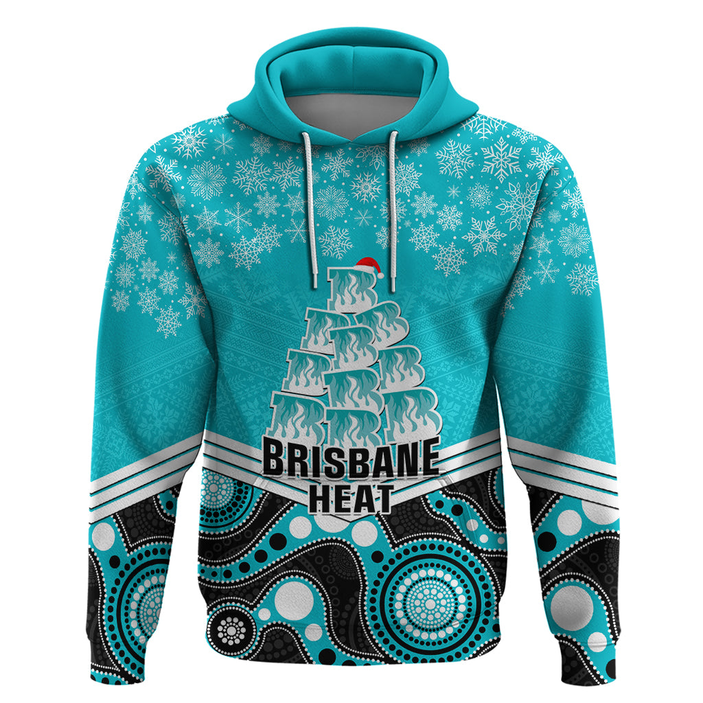 Custom Brisbane Heat Cricket Christmas Hoodie Merry Xmas 2023 Indigenous Art - Vibe Hoodie Shop