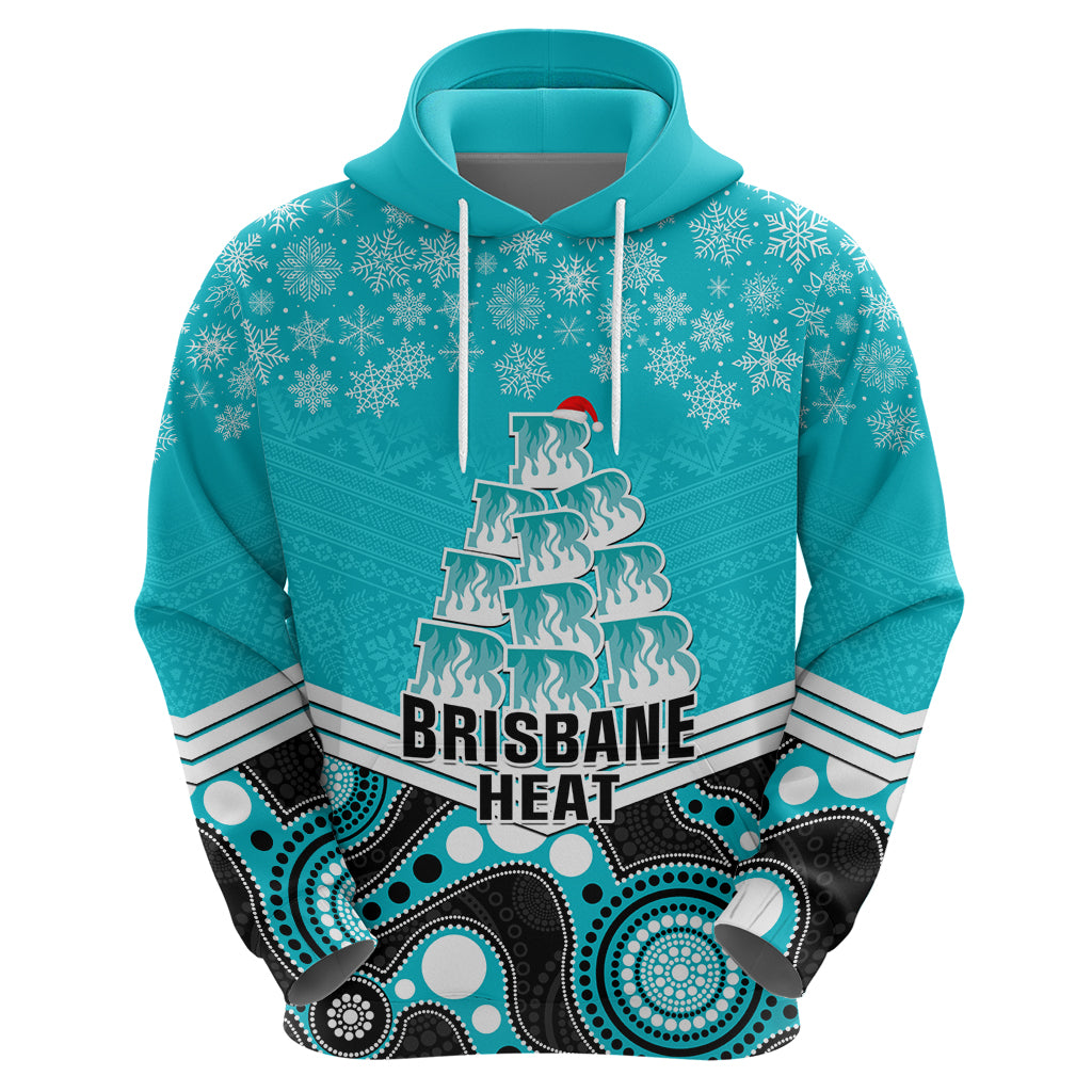 Custom Brisbane Heat Cricket Christmas Hoodie Merry Xmas 2023 Indigenous Art - Vibe Hoodie Shop