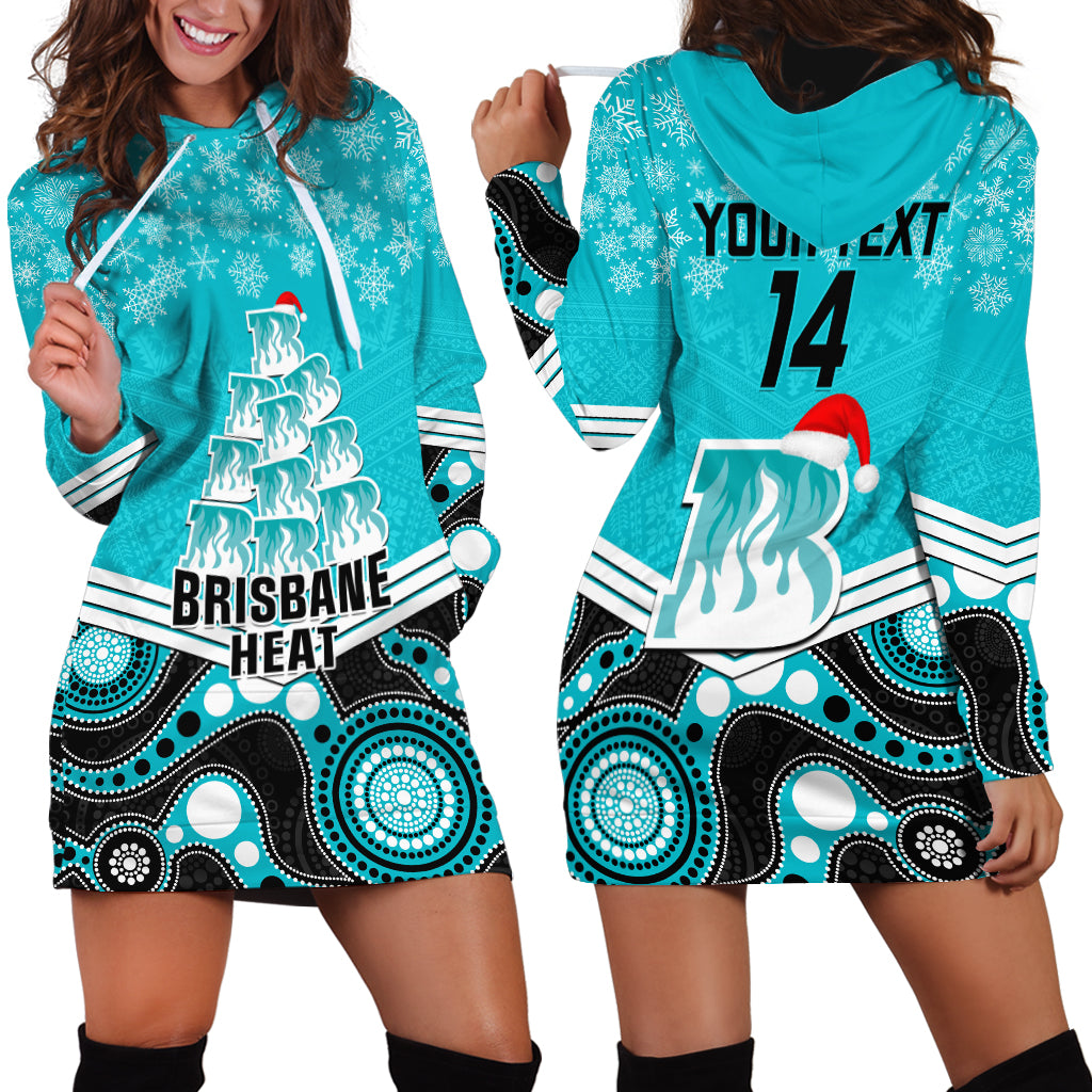 Custom Brisbane Heat Cricket Christmas Hoodie Dress Merry Xmas 2023 Indigenous Art - Vibe Hoodie Shop