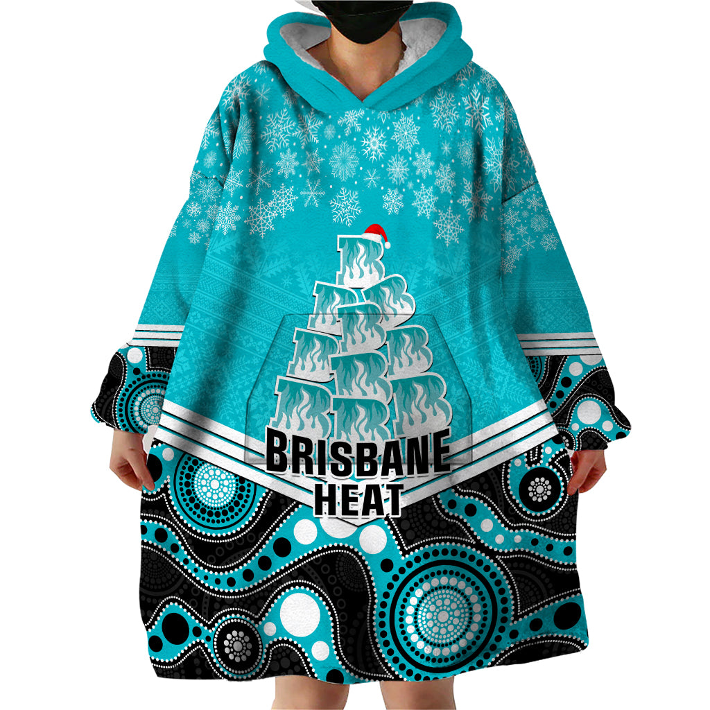 Custom Brisbane Heat Cricket Christmas Wearable Blanket Hoodie Merry Xmas 2023 Indigenous Art - Vibe Hoodie Shop