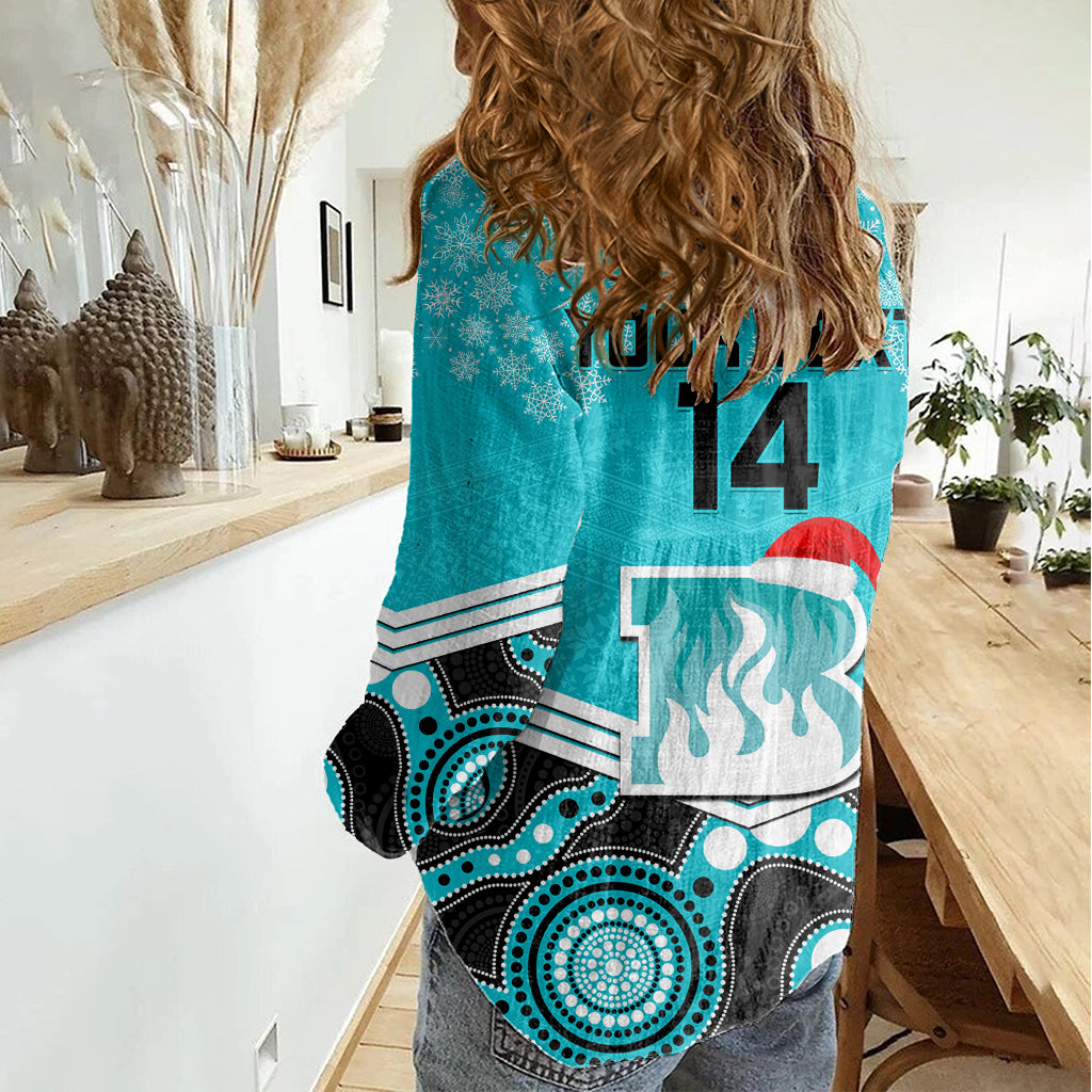 Custom Brisbane Heat Cricket Christmas Women Casual Shirt Merry Xmas 2023 Indigenous Art - Vibe Hoodie Shop