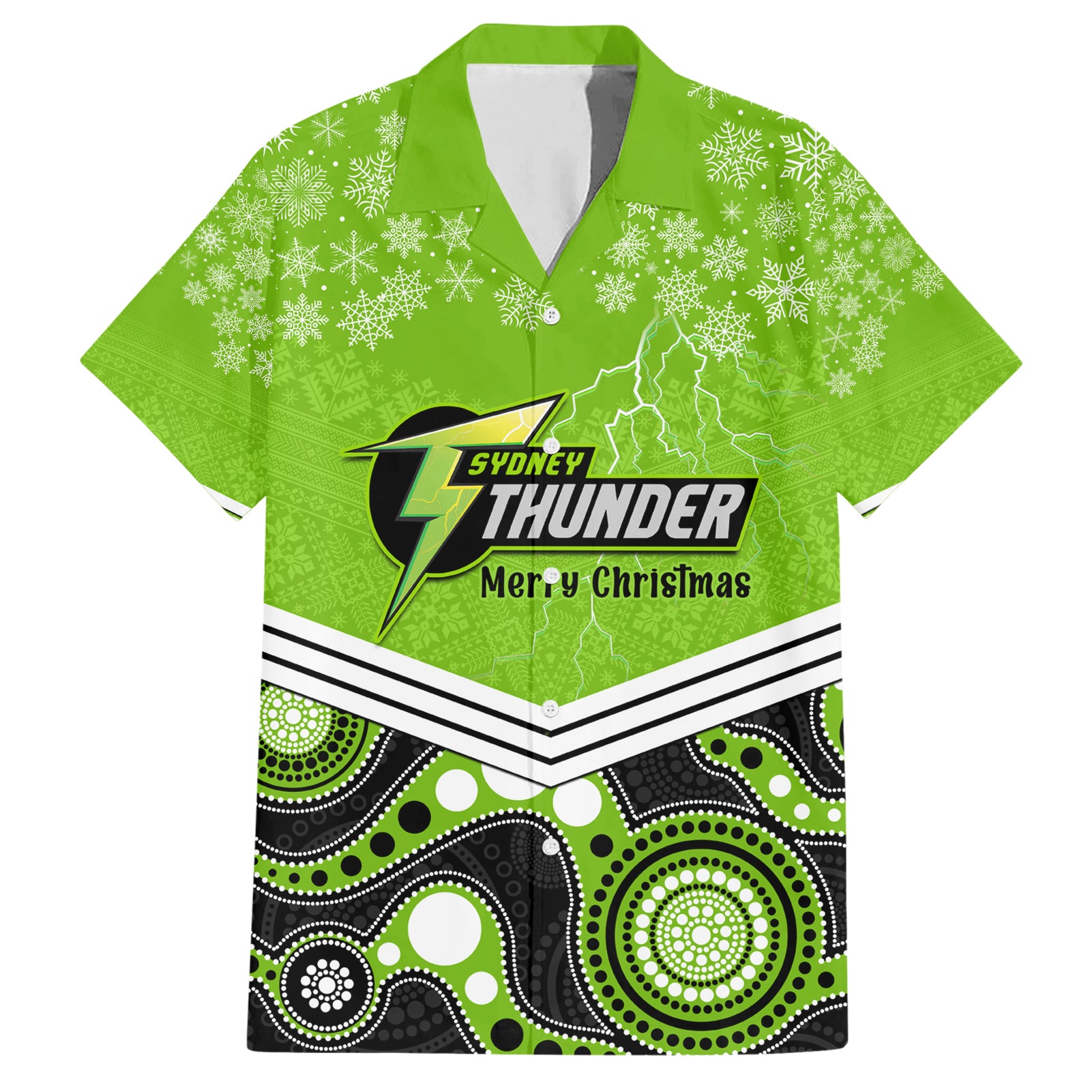 Custom Thunder Cricket Christmas Hawaiian Shirt Merry Xmas 2023 Indigenous Art - Vibe Hoodie Shop