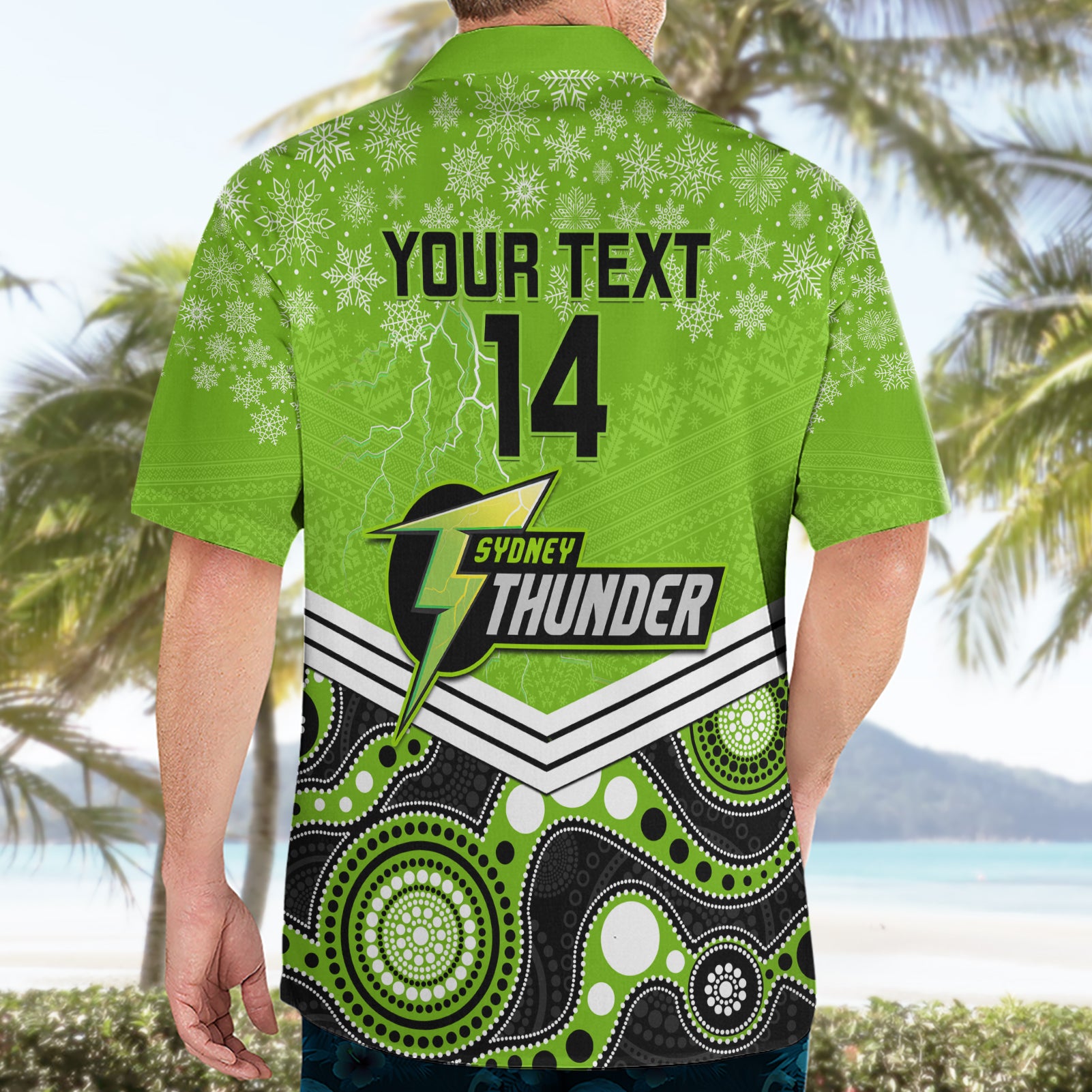 Custom Thunder Cricket Christmas Hawaiian Shirt Merry Xmas 2023 Indigenous Art - Vibe Hoodie Shop