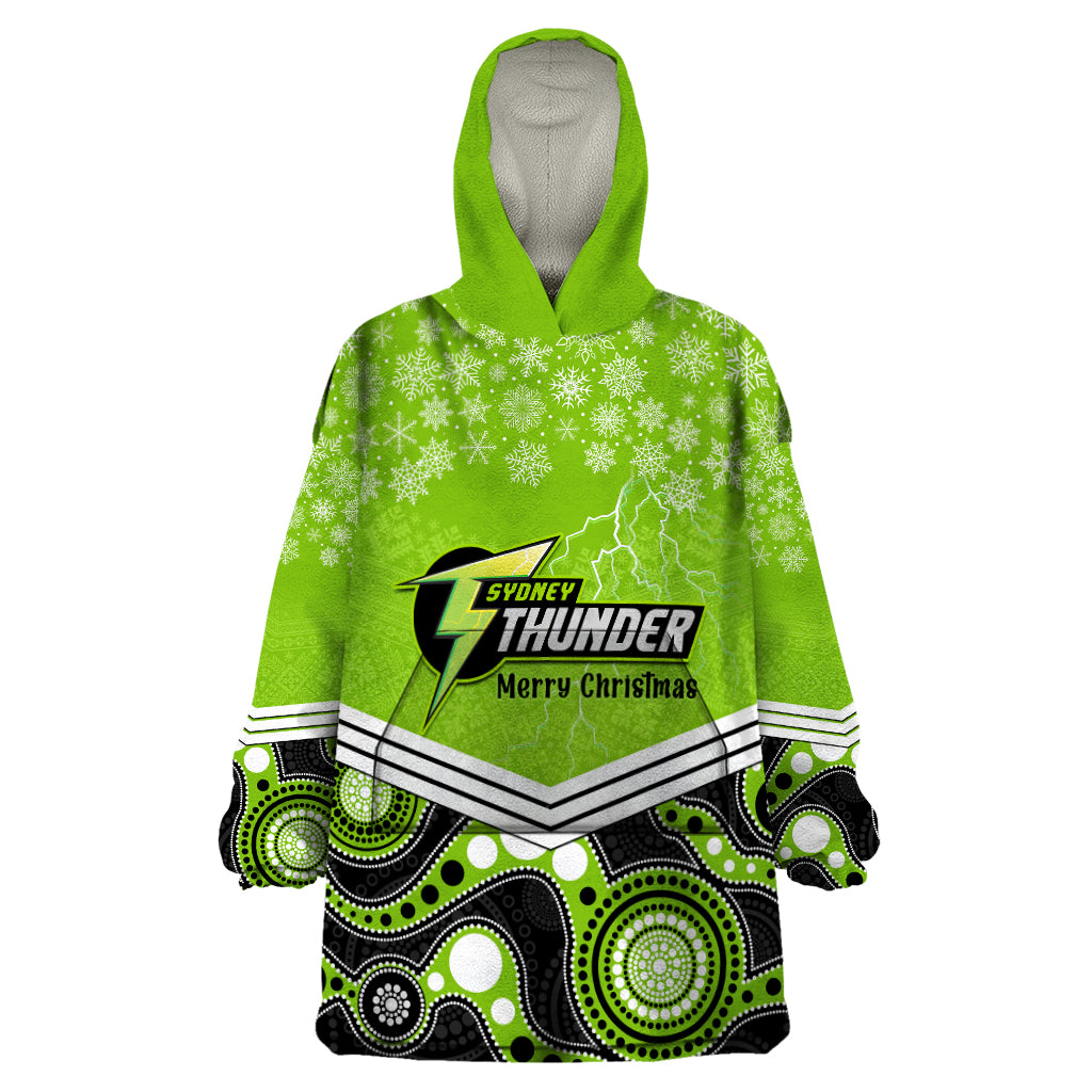 Custom Thunder Cricket Christmas Wearable Blanket Hoodie Merry Xmas 2023 Indigenous Art - Vibe Hoodie Shop