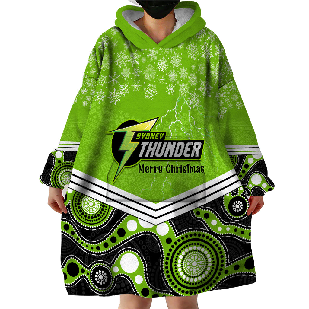 Custom Thunder Cricket Christmas Wearable Blanket Hoodie Merry Xmas 2023 Indigenous Art - Vibe Hoodie Shop